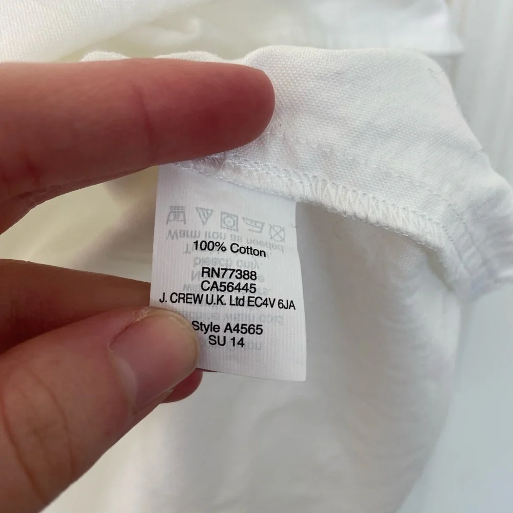 J. Crew men’s solid white full button front chest pocket casual dress shirt L‎